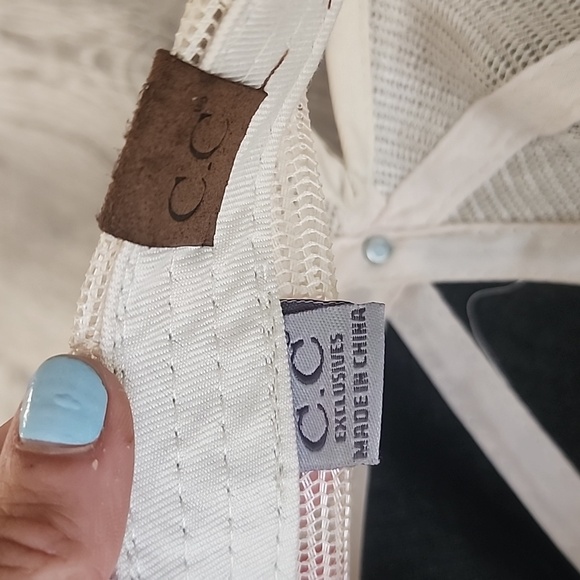 C.C Exclusives Leopard Print Mesh Trucker Dad Hat with Messy Bun Ponytail Hole - Picture 7 of 8